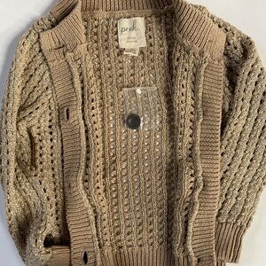 Peek Champagne Brown Sparkly Button Down Cardigan Infant Size 12-18 Months